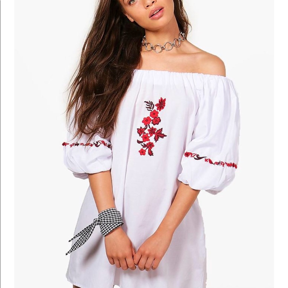 Off the shoulder embroidered dress